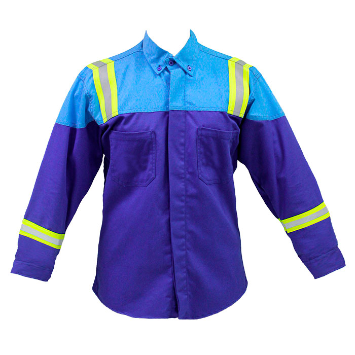 Camisa ignífugo azul rey con reflectivos